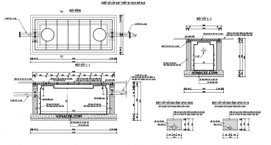 Cấu tạo và kích thước bể tách mỡ