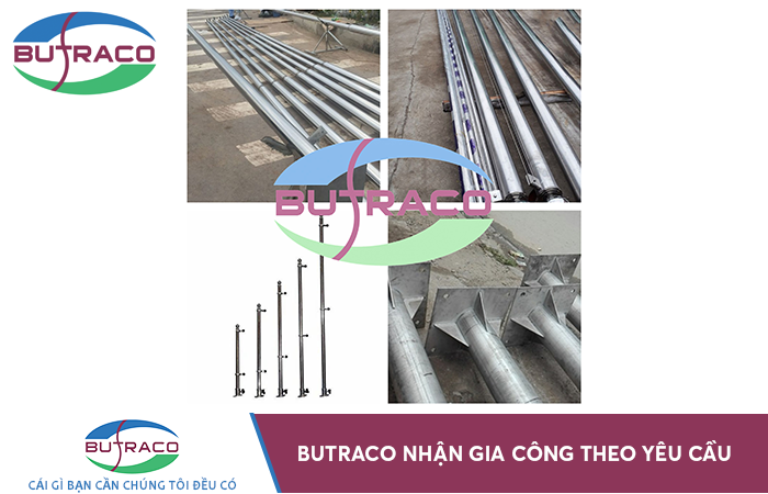 Gia công cột cờ Inox SUS304 cho cơ quan, trường học, nhà máy